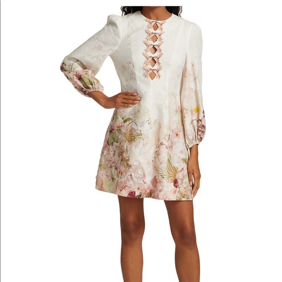 Zimmermann Dancer Hummingbird Mini Dress- Alabaster Garden Floral - Picture 6 of 16